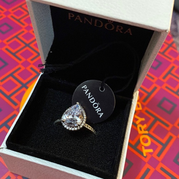 Pandora Sparkling Teardrop Halo Ring - Picture 1 of 6